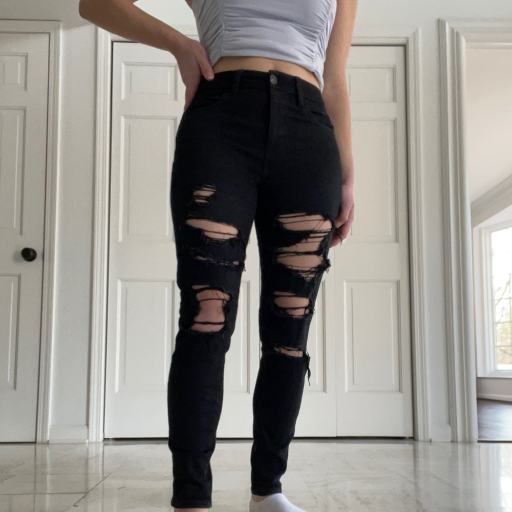 American Eagle ripped black skinny jeans